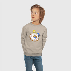 Свитшот хлопковый детский Большой пончик с глазурью принт Гомер, цвет: миндальный — фото 2