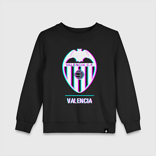 Детский свитшот Valencia FC в стиле Glitch / Черный – фото 1