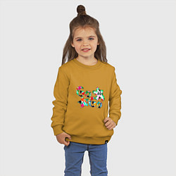 Свитшот хлопковый детский Go-Go Аппликация разноцветные буквы, цвет: горчичный — фото 2