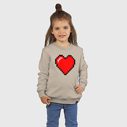Свитшот хлопковый детский Пиксельное сердце-здоровье - Красный, цвет: миндальный — фото 2