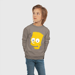 Свитшот хлопковый детский Барт Симпсон - портрет, цвет: утренний латте — фото 2