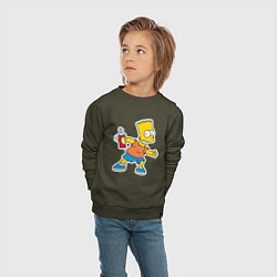 Свитшот хлопковый детский Барт Симпсон с баплончиком для граффити, цвет: хаки — фото 2