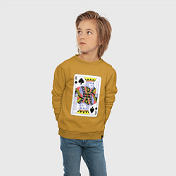 Свитшот хлопковый детский Игральная карта - Король, цвет: горчичный — фото 2
