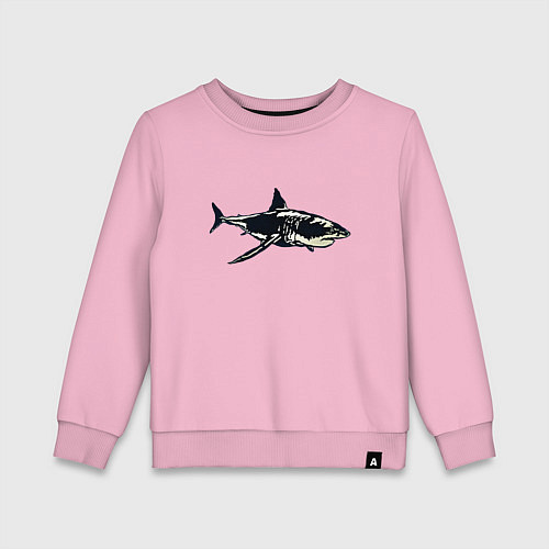 Детский свитшот Акула на белом фоне / Светло-розовый – фото 1