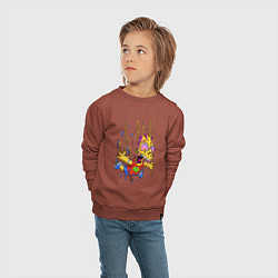 Свитшот хлопковый детский Барт Симпсон - свободное падение, цвет: кирпичный — фото 2