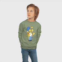 Свитшот хлопковый детский Прикольная семейка Симпсонов, цвет: авокадо — фото 2