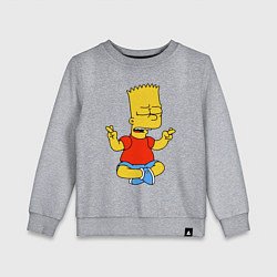 Свитшот хлопковый детский Барт Симпсон - сидит со скрещенными пальцами, цвет: меланж