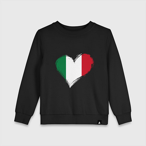 Детский свитшот Сердце - Италия / Черный – фото 1