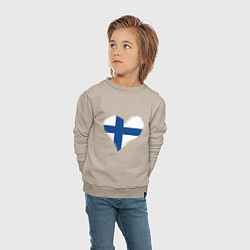 Свитшот хлопковый детский Сердце - Финляндия, цвет: миндальный — фото 2