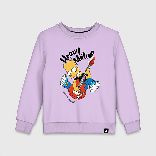 Детский свитшот Барт Симпсон - гитарист - heavy metal / Лаванда – фото 1