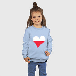 Свитшот хлопковый детский Сердце - Польша, цвет: мягкое небо — фото 2