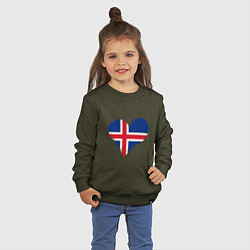 Свитшот хлопковый детский Сердце - Исландия, цвет: хаки — фото 2