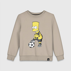 Свитшот хлопковый детский Барт Симпсон - крутой футбольный форвард, цвет: миндальный