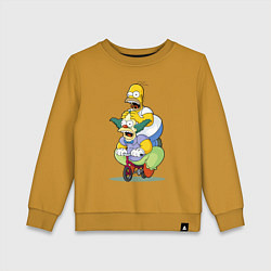 Детский свитшот Гомер Симпсон и Клоун Красти едут на детском велос