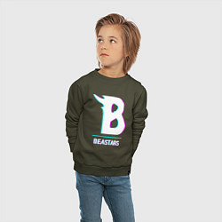 Свитшот хлопковый детский Символ Beastars в стиле glitch, цвет: хаки — фото 2
