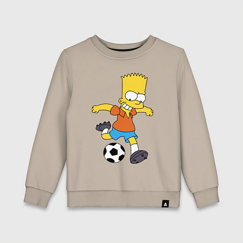 Детский свитшот Барт Симпсон бьёт по футбольному мячу / Миндальный – фото 1