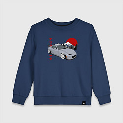 Свитшот хлопковый детский Mazda MX-5 ND Miata ND Front View JDM Retro, цвет: тёмно-синий