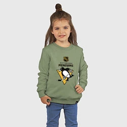 Свитшот хлопковый детский Питтсбург Пингвинз НХЛ логотип, цвет: авокадо — фото 2