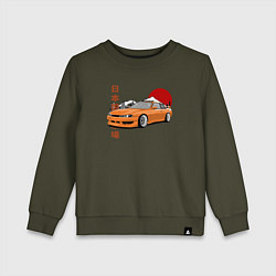 Свитшот хлопковый детский Silvia s14 JDM Retro Car, цвет: хаки