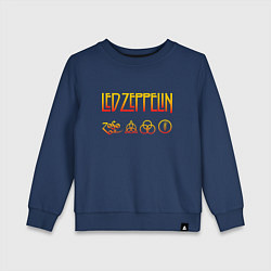 Свитшот хлопковый детский Led Zeppelin - logotype, цвет: тёмно-синий