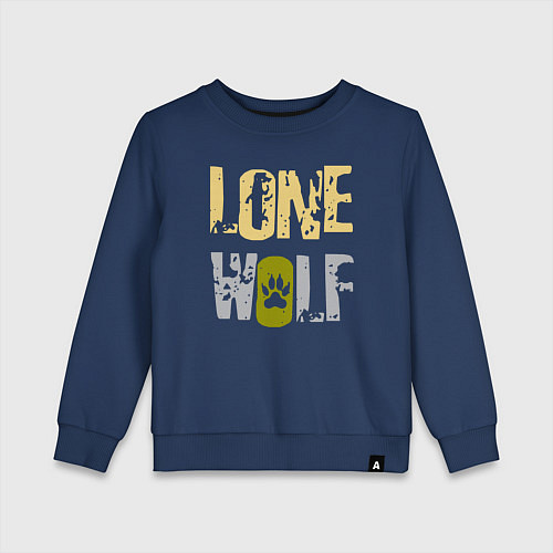 Детский свитшот Lone Wolf - одинокий волк / Тёмно-синий – фото 1