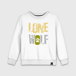 Свитшот хлопковый детский Lone Wolf - одинокий волк, цвет: белый