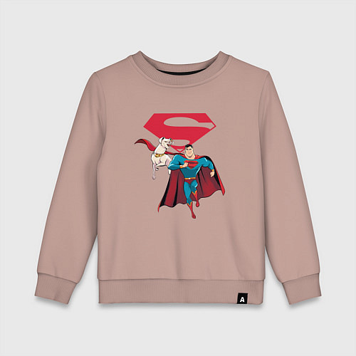 Детский свитшот Крипто и Супермен с лого DC Лига Суперпитомцы / Пыльно-розовый – фото 1