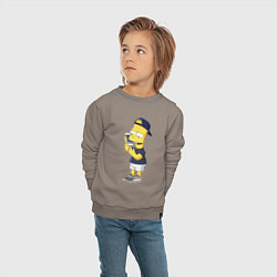 Свитшот хлопковый детский Барт Симпсон болтает по мобильнику, цвет: утренний латте — фото 2