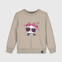 Свитшот хлопковый детский Panda Star, цвет: миндальный