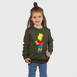 Свитшот хлопковый детский Хулиган Барт Симпсон, цвет: хаки — фото 2