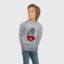 Свитшот хлопковый детский Сова на кружке с сердечком, цвет: меланж — фото 2