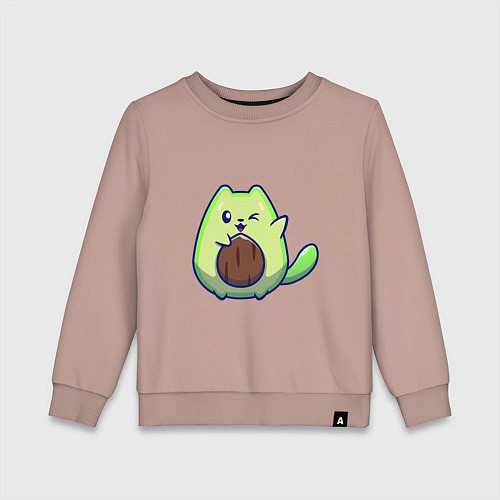 Детский свитшот Avocado green cat / Пыльно-розовый – фото 1
