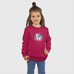 Свитшот хлопковый детский Розовая альпака с тропическими листьями, цвет: маджента — фото 2