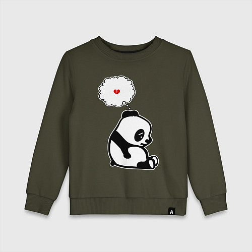 Детский свитшот Панда о разбитом сердце / Хаки – фото 1
