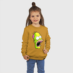 Свитшот хлопковый детский Гомер Симпсон - зомби - halloween, цвет: горчичный — фото 2
