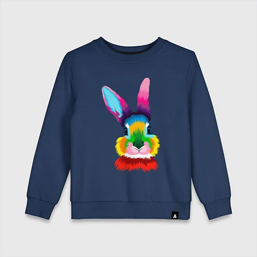 Детский свитшот Радужный кролик / Тёмно-синий – фото 1