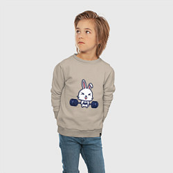 Свитшот хлопковый детский Кролик атлет, цвет: миндальный — фото 2