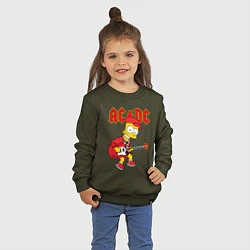 Свитшот хлопковый детский AC DC Барт Симпсон, цвет: хаки — фото 2