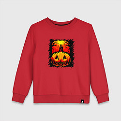 Свитшот хлопковый детский Жуткая тыква на Хэллоуин, цвет: красный