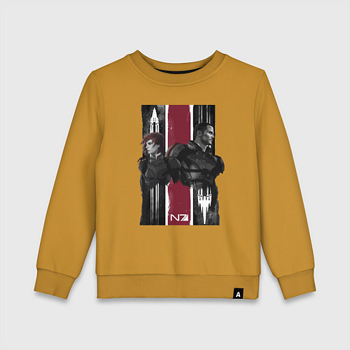 Детский свитшот Mass Effect N7 - Shepard / Горчичный – фото 1