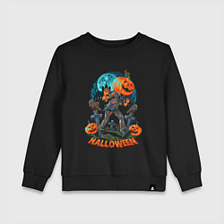 Свитшот хлопковый детский Halloween Pumpkin, цвет: черный
