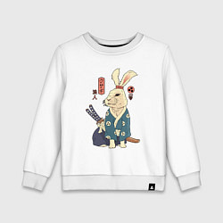 Свитшот хлопковый детский Кролик самурай с мечом, цвет: белый