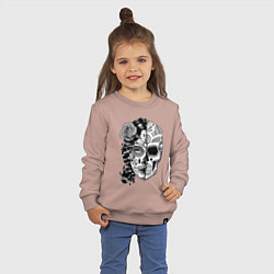 Свитшот хлопковый детский Двуликий santa muerte, цвет: пыльно-розовый — фото 2