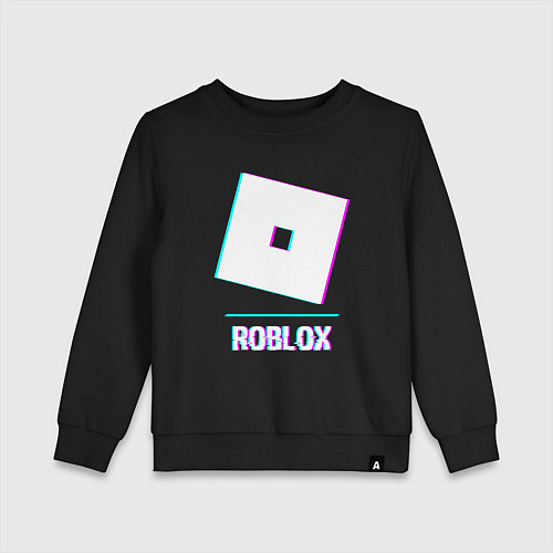 Детский свитшот Roblox в стиле glitch и баги графики / Черный – фото 1