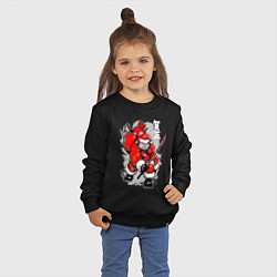Свитшот хлопковый детский Санта Клаус самурай, цвет: черный — фото 2