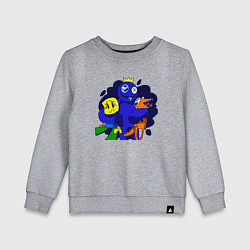 Свитшот хлопковый детский Радужные друзья: все персонажи, цвет: меланж