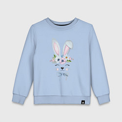 Свитшот хлопковый детский Кролик в цветах, цвет: мягкое небо