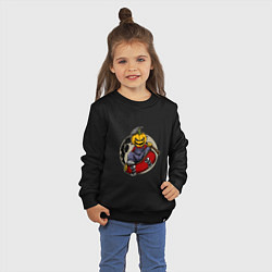 Свитшот хлопковый детский Тыква - жнец на скейте, цвет: черный — фото 2