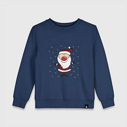 Свитшот хлопковый детский Дед мороз и снегопад, цвет: тёмно-синий