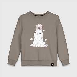 Детский свитшот Милый белый зайчик с сердечками
